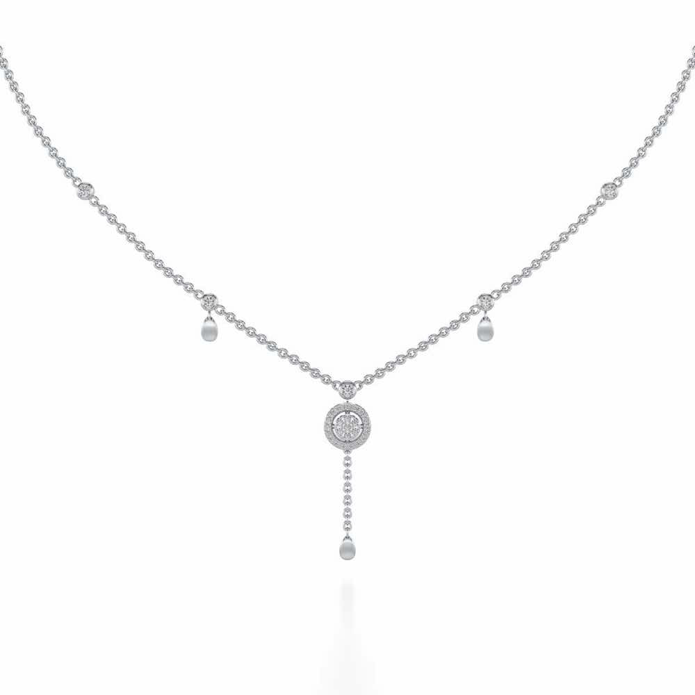 Splendor Eye Silver Necklace - White Gold - Image 2