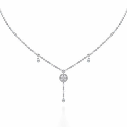 Splendor Eye Silver Necklace - White Gold - Image 2
