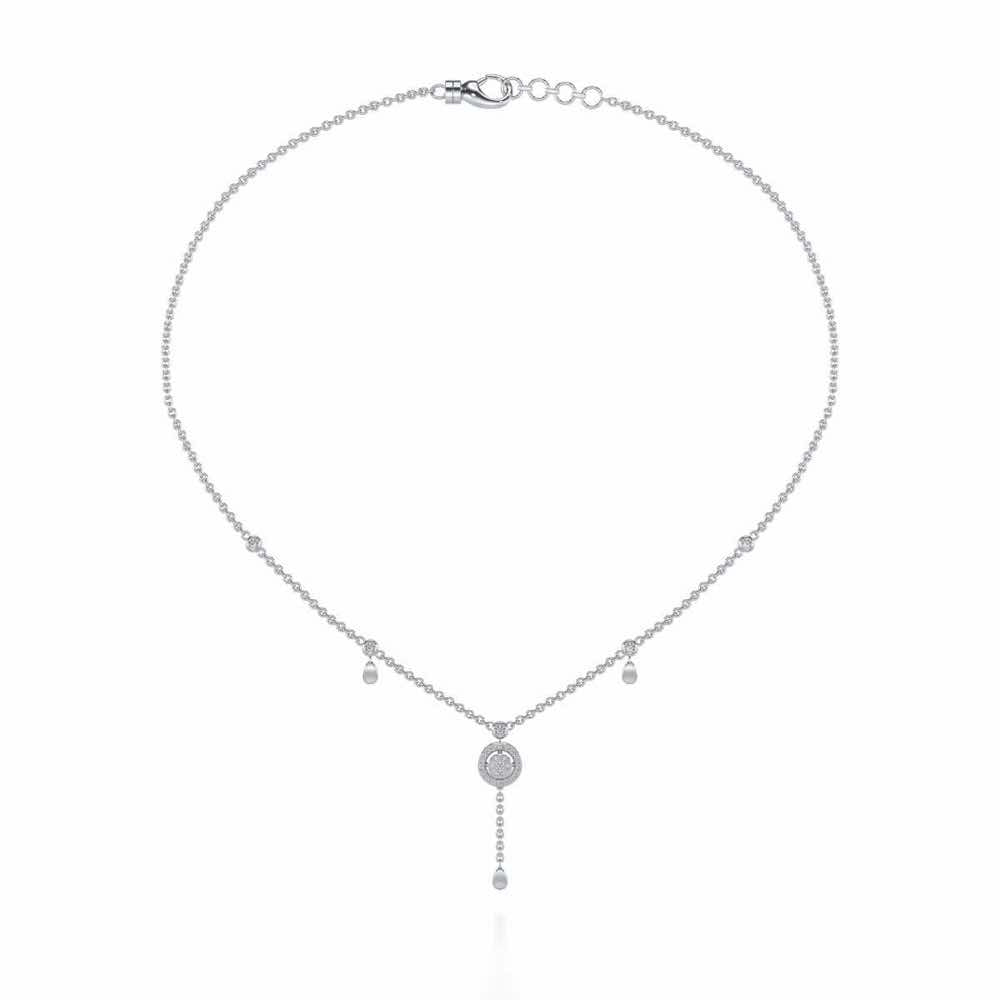 Splendor Eye Silver Necklace - White Gold - Image 3