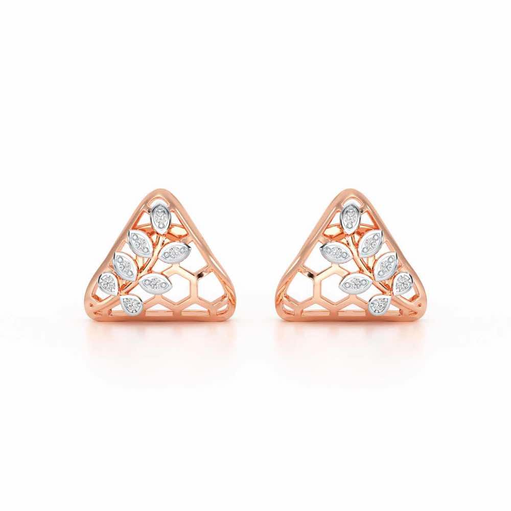 Splendor Sheen Silver Stud Earrings - Rose Gold - Image 1
