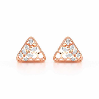 Splendor Sheen Silver Stud Earrings - Rose Gold - Image 1