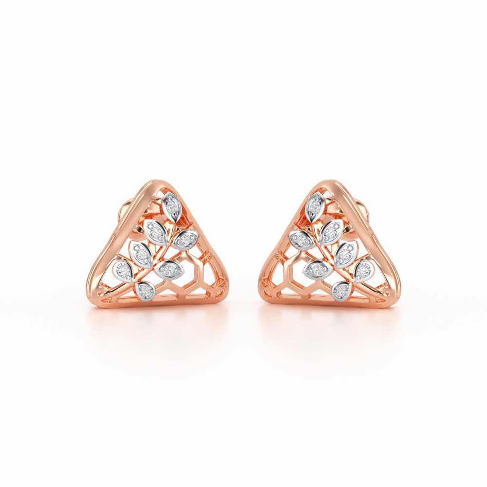 Splendor Sheen Silver Stud Earrings - Rose Gold - Image 2