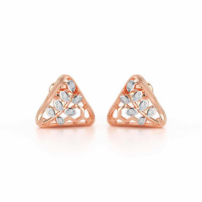 Splendor Sheen Silver Stud Earrings - Rose Gold - Image 2