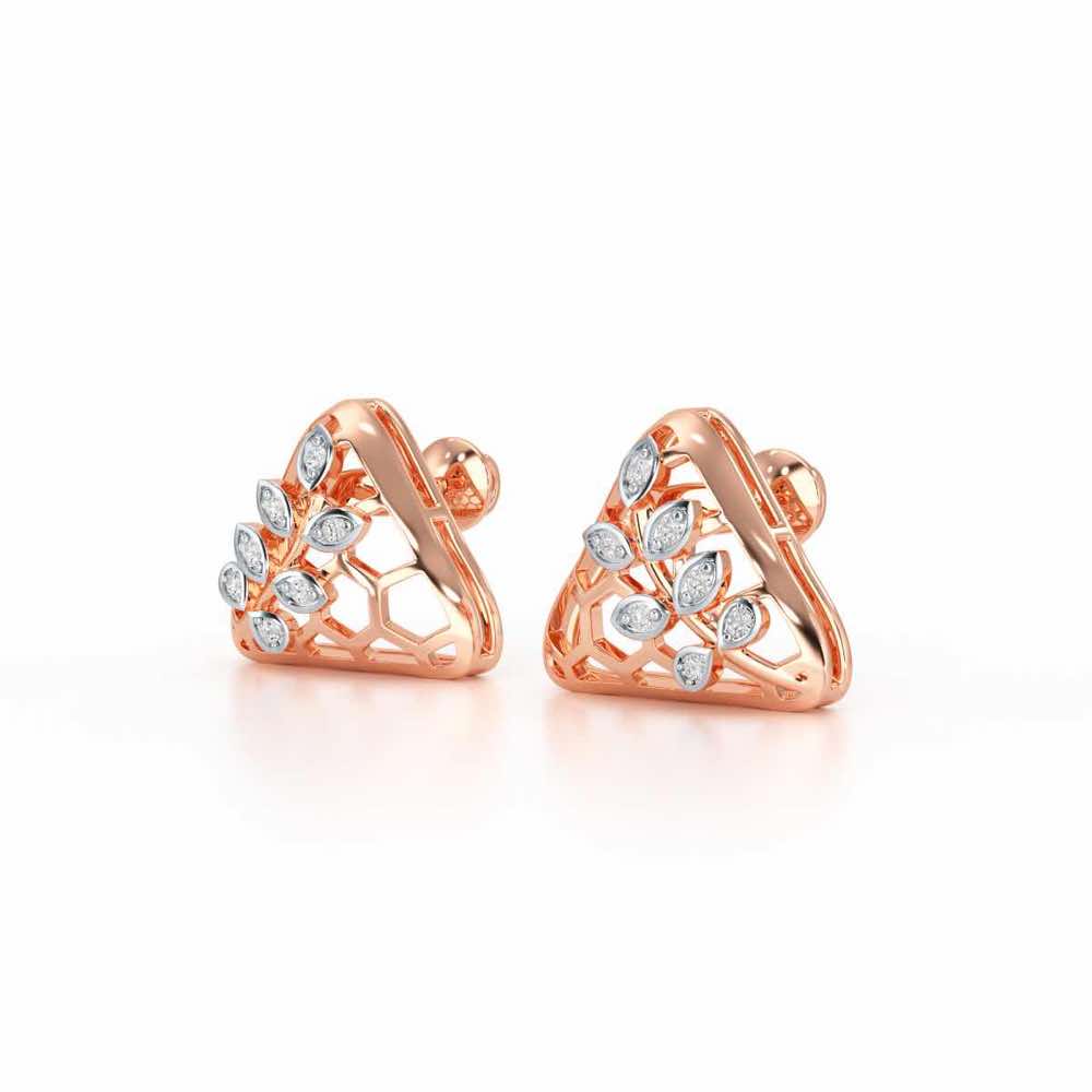 Splendor Sheen Silver Stud Earrings - Rose Gold - Image 3