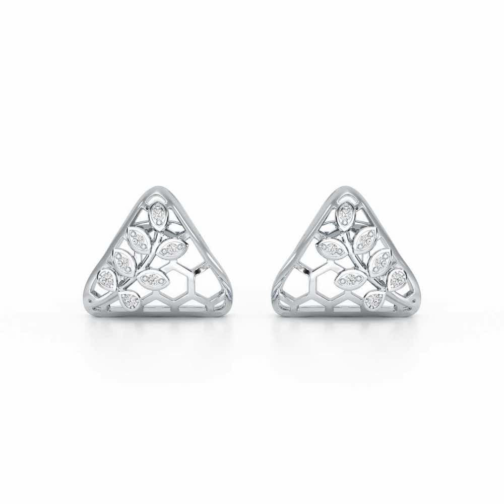 Splendor Sheen Silver Stud Earrings - White Gold - Image 1