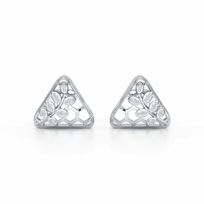 Splendor Sheen Silver Stud Earrings - White Gold - Image 1