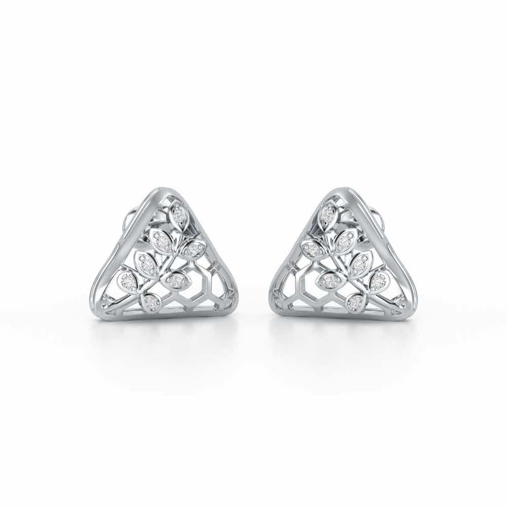 Splendor Sheen Silver Stud Earrings - White Gold - Image 2