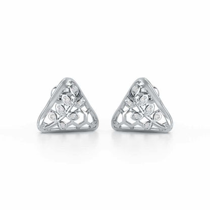 Splendor Sheen Silver Stud Earrings - White Gold - Image 2
