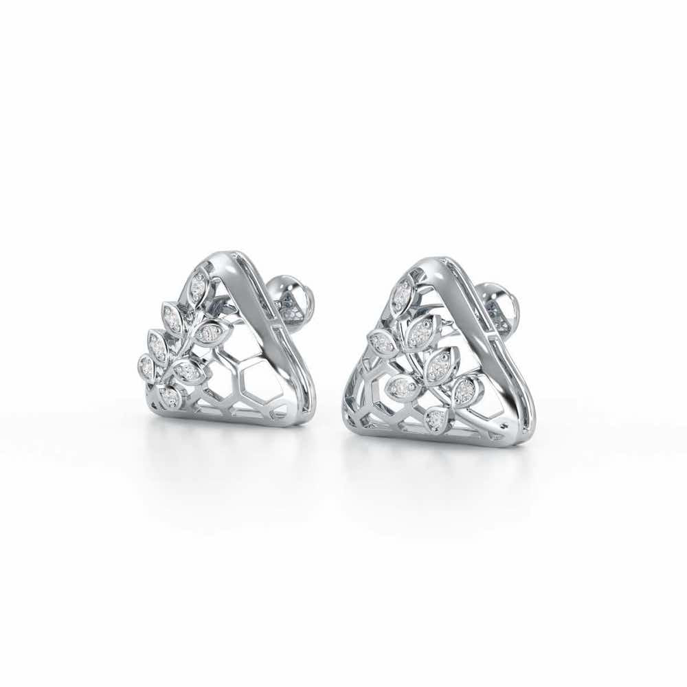 Splendor Sheen Silver Stud Earrings - White Gold - Image 3