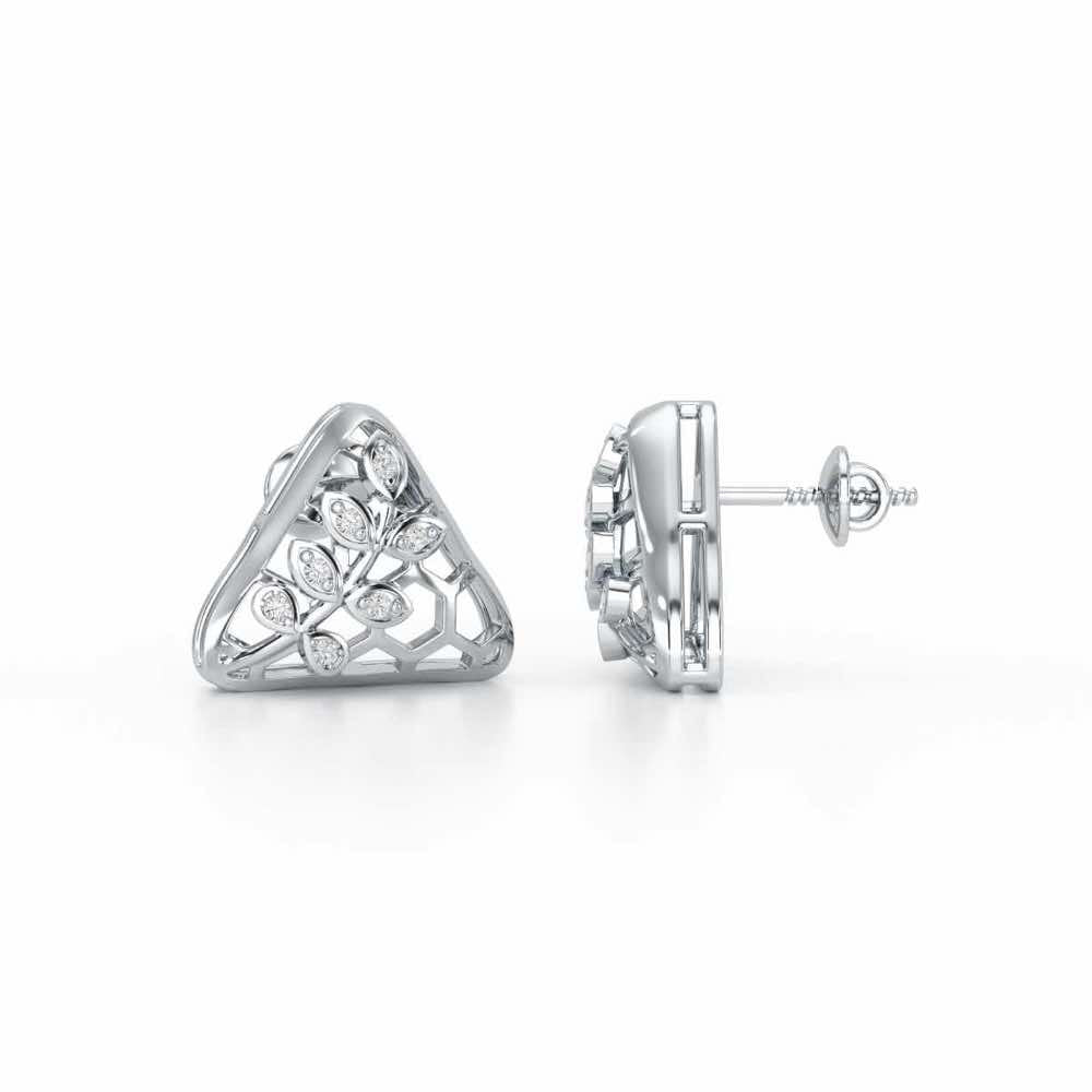 Splendor Sheen Silver Stud Earrings - White Gold - Image 4