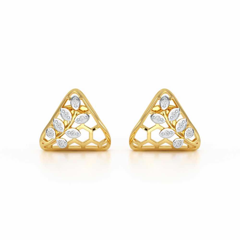 Splendor Sheen Silver Stud Earrings - Yellow Gold - Image 1