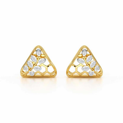 Splendor Sheen Silver Stud Earrings - Yellow Gold - Image 1