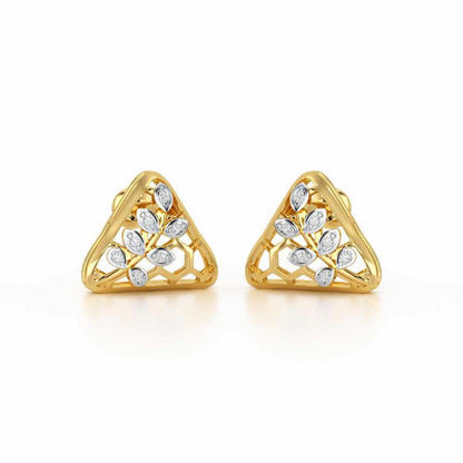 Splendor Sheen Silver Stud Earrings - Yellow Gold - Image 2