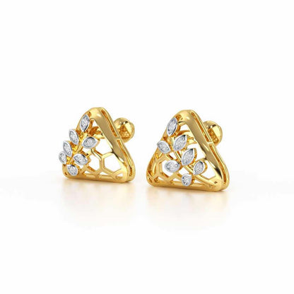 Splendor Sheen Silver Stud Earrings - Yellow Gold - Image 3