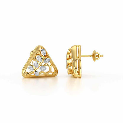 Splendor Sheen Silver Stud Earrings - Yellow Gold - Image 4