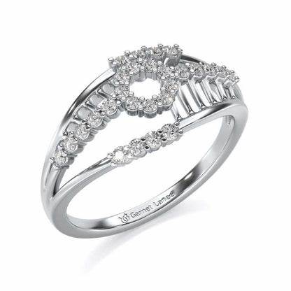 Spot In Heart Silver Ring - White Gold - Image 1