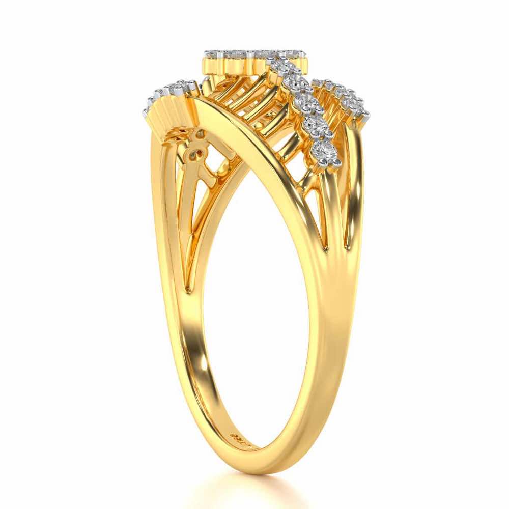 Spot In Heart Silver Ring - Yellow Gold - Image 3