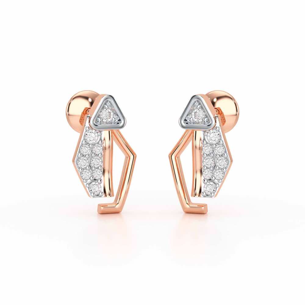 Sprakling Key Silver Earrings - Rose Gold - Image 1