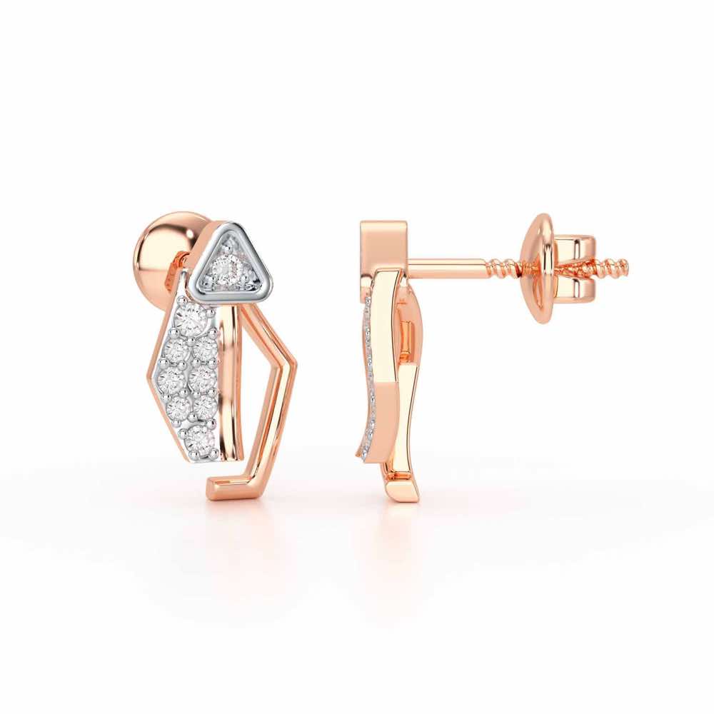 Sprakling Key Silver Earrings - Rose Gold - Image 4