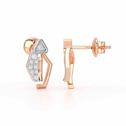Sprakling Key Silver Earrings - Rose Gold - Image 4