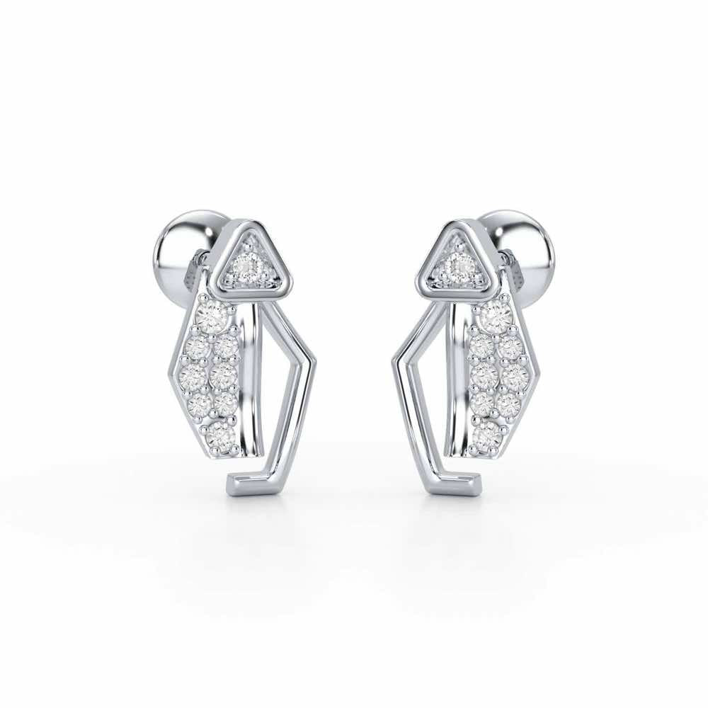 Sprakling Key Silver Earrings - White Gold - Image 1