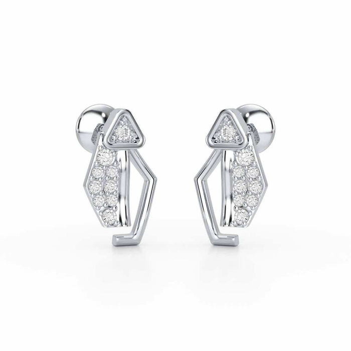 Sprakling Key Silver Earrings - White Gold - Image 1