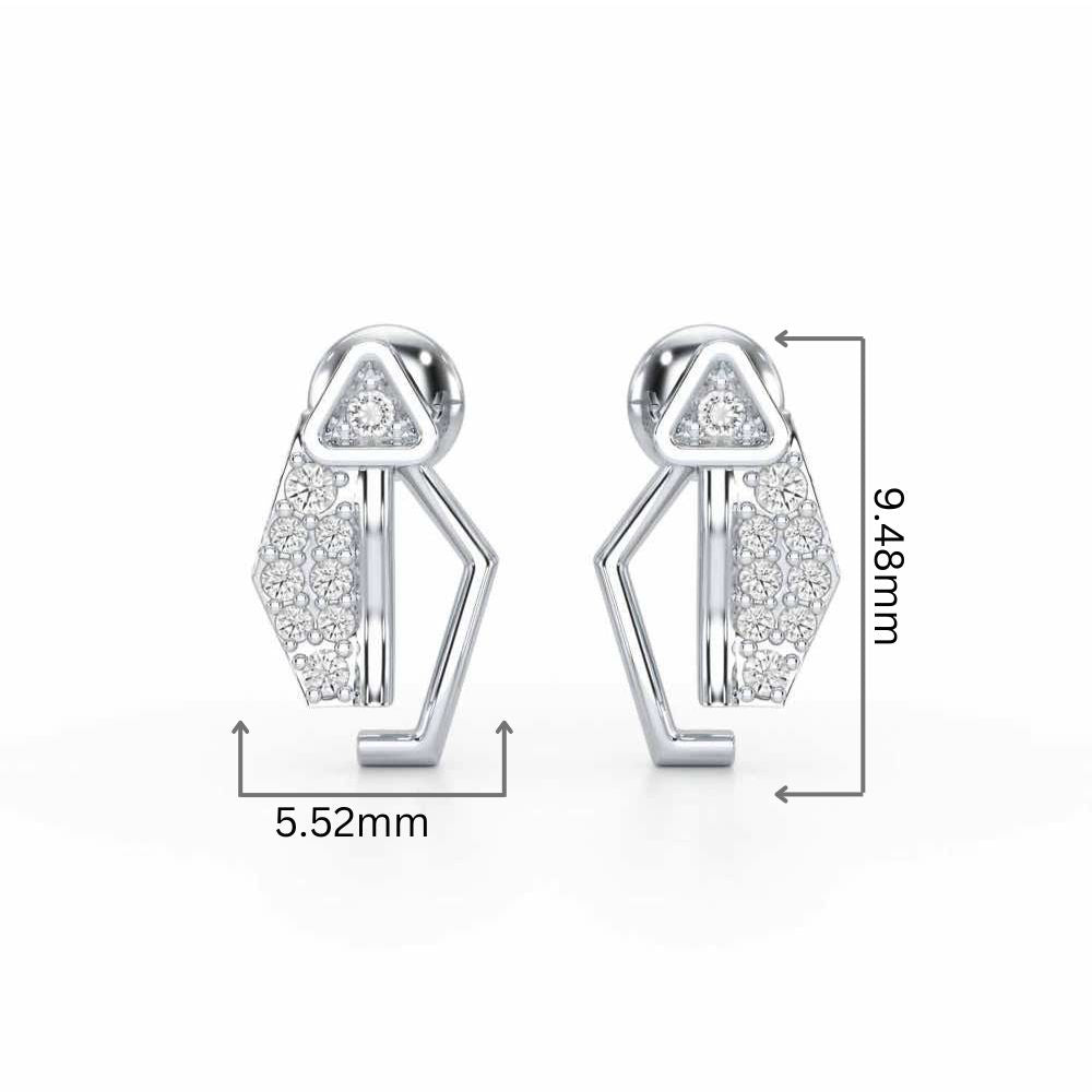 Sprakling Key Silver Earrings - White Gold - Image 2