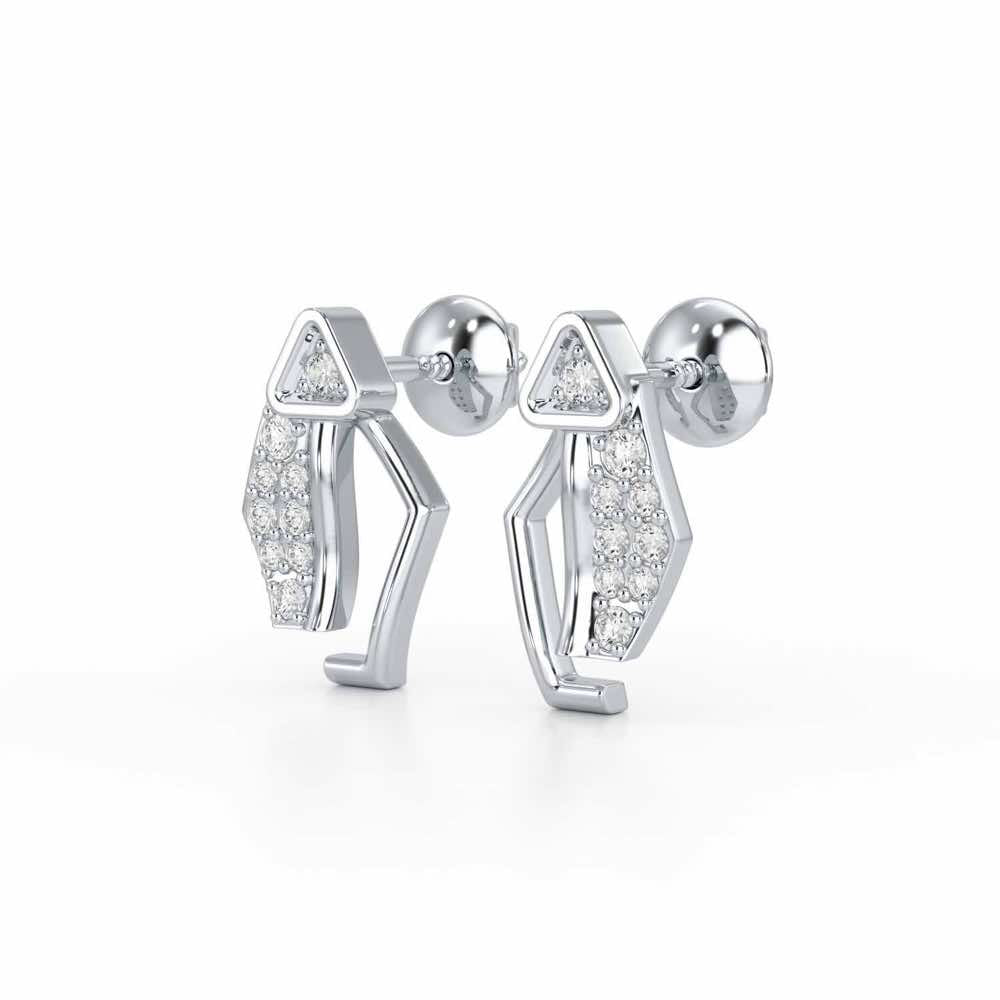 Sprakling Key Silver Earrings - White Gold - Image 3