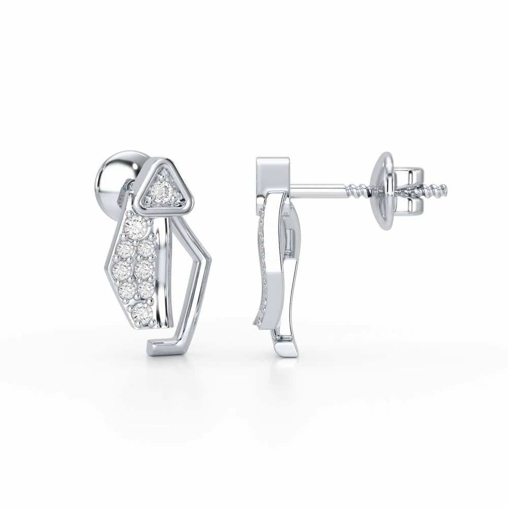 Sprakling Key Silver Earrings - White Gold - Image 4