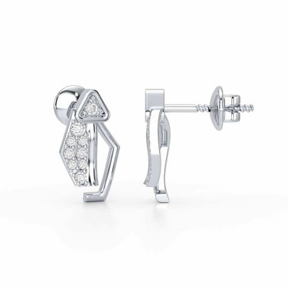 Sprakling Key Silver Earrings - White Gold - Image 4