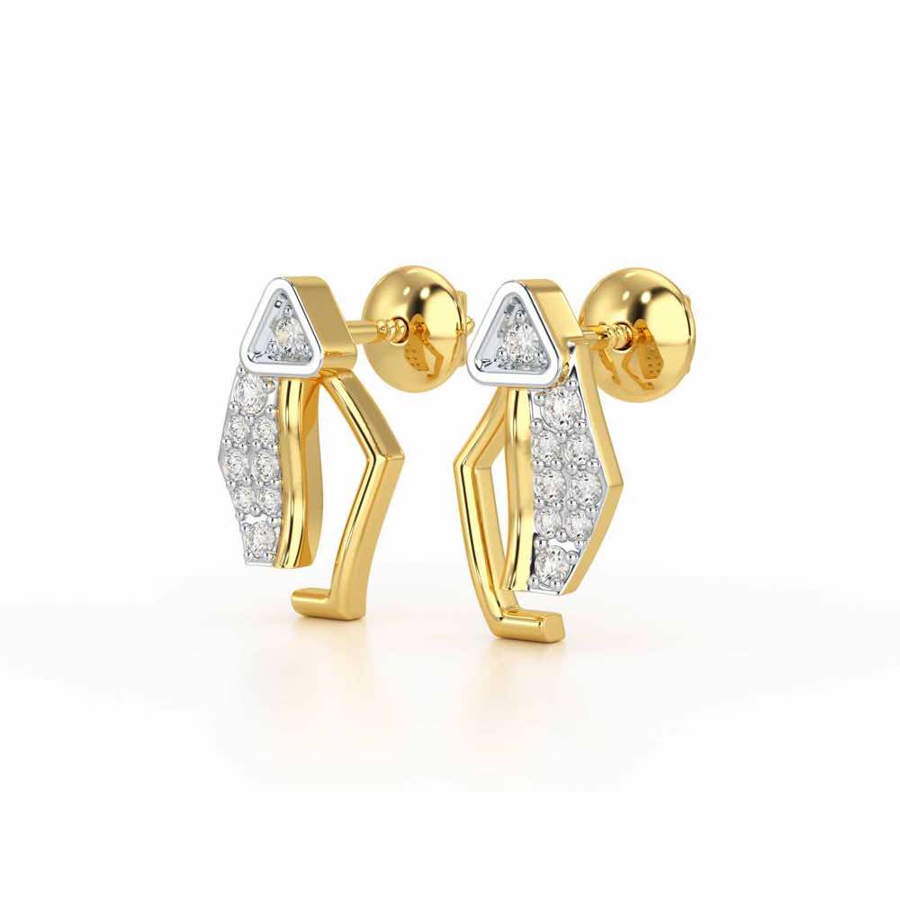 Sprakling Key Silver Earrings - Yellow Gold - Image 3