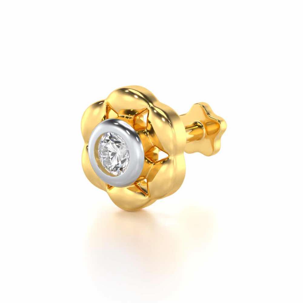 Spring Floret Diamond Nosepin - Yellow Gold - Image 2