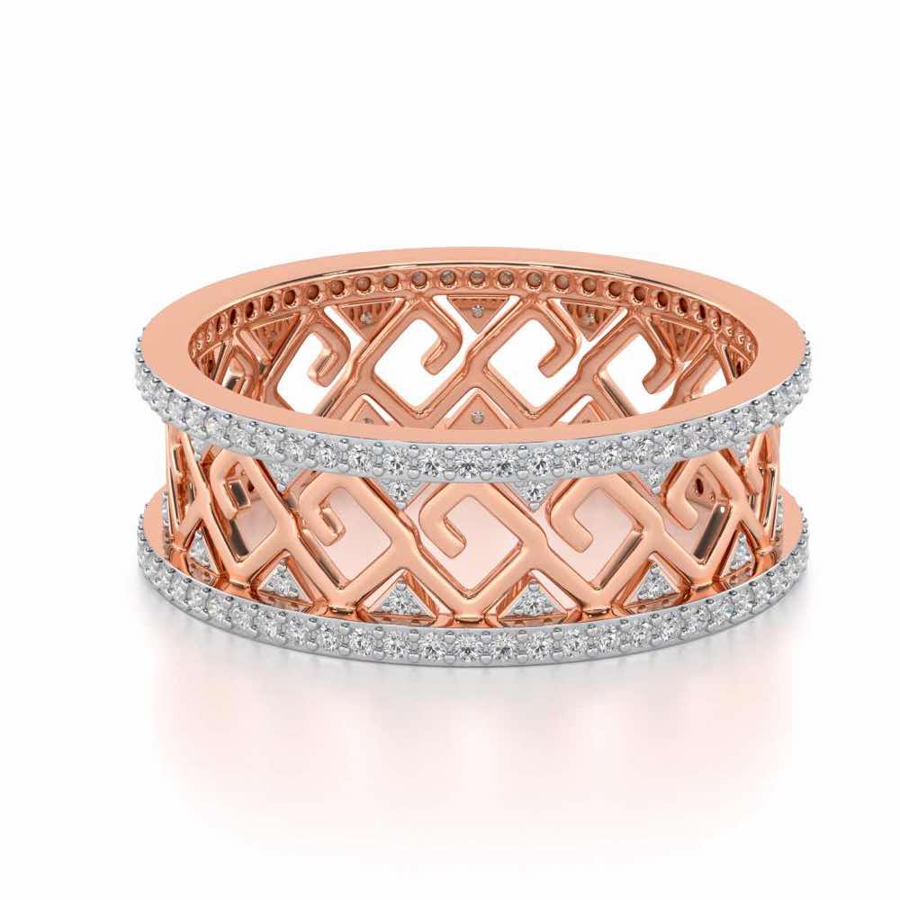 Square Spiral Silver Band Ring - Rose Gold - Image 2