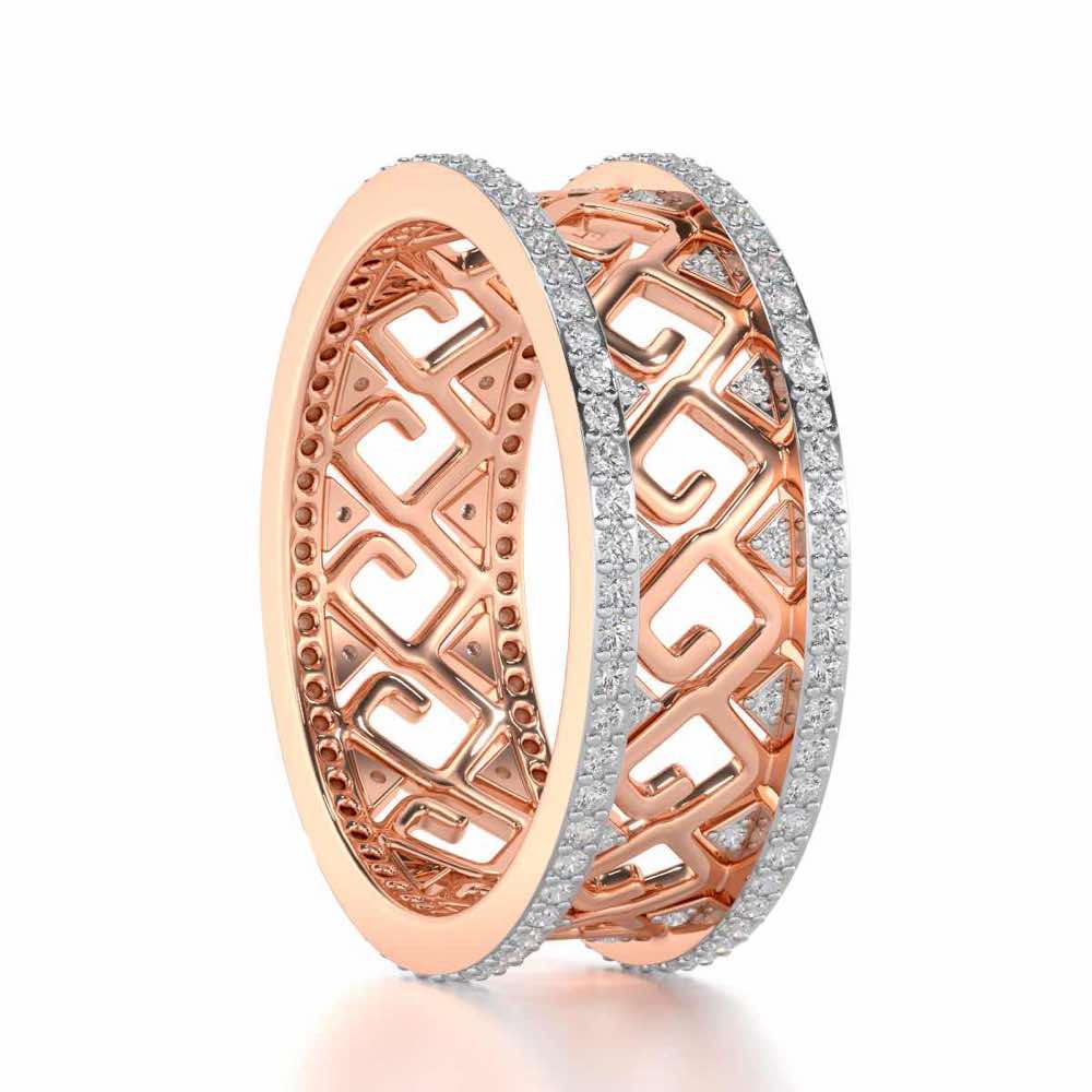 Square Spiral Silver Band Ring - Rose Gold - Image 3