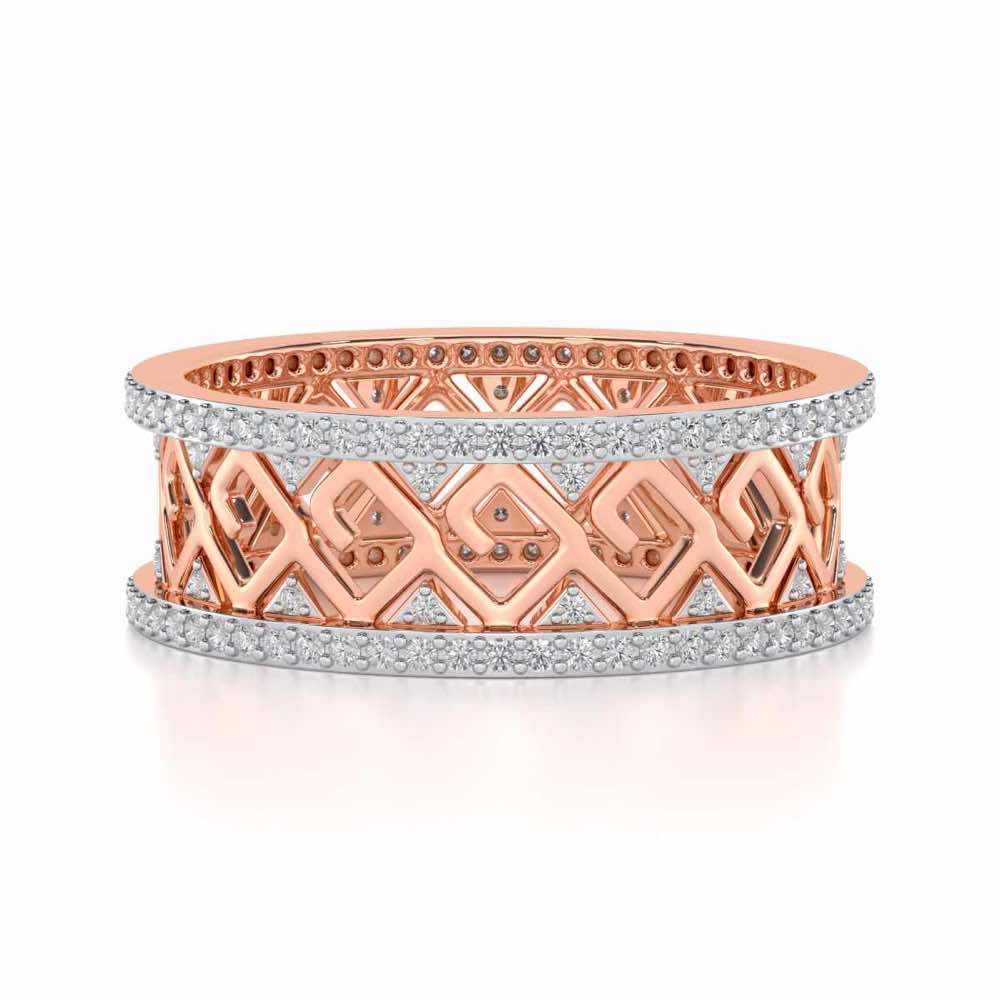 Square Spiral Silver Band Ring - Rose Gold - Image 4