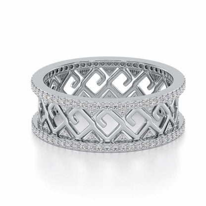 Square Spiral Silver Band Ring - White Gold - Image 2