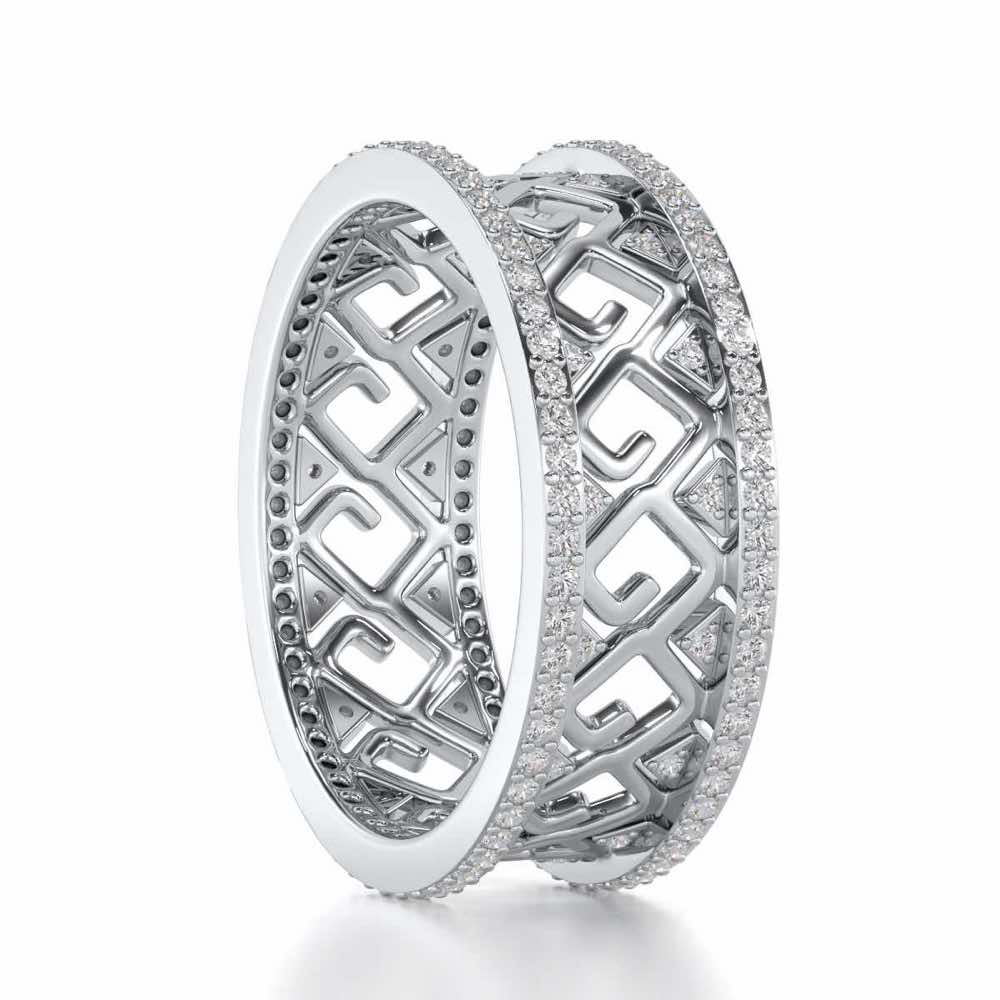 Square Spiral Silver Band Ring - White Gold - Image 3