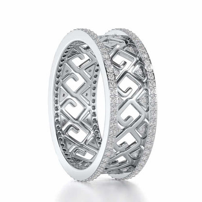 Square Spiral Silver Band Ring - White Gold - Image 3