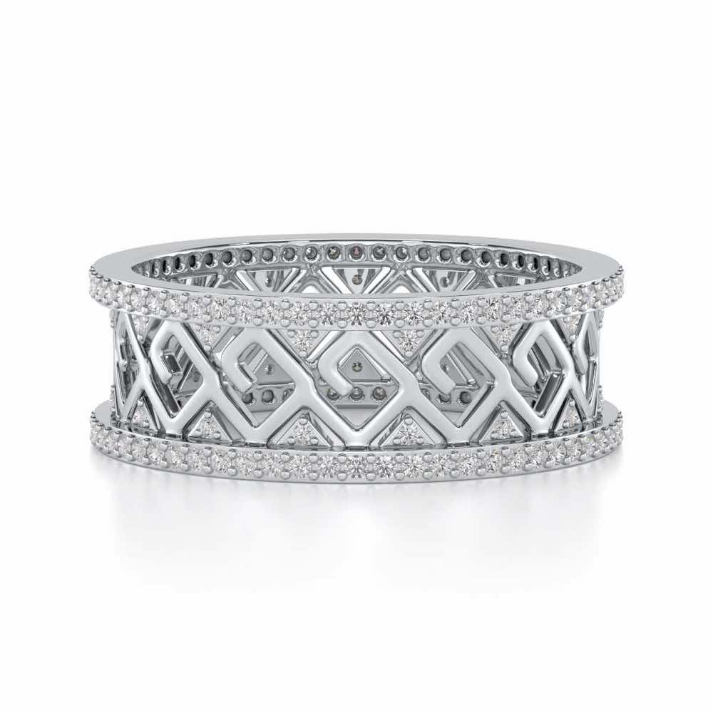 Square Spiral Silver Band Ring - White Gold - Image 4