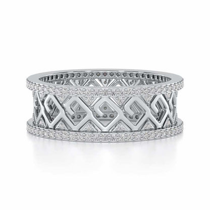 Square Spiral Silver Band Ring - White Gold - Image 4