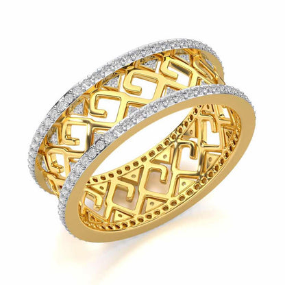 Square Spiral Silver Band Ring - Yellow Gold - Image 1