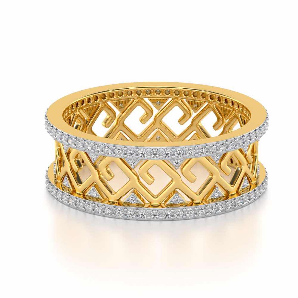 Square Spiral Silver Band Ring - Yellow Gold - Image 2