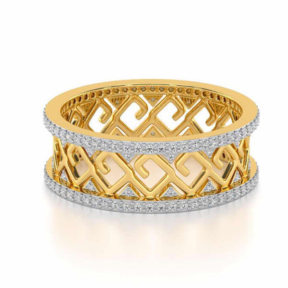 Square Spiral Silver Band Ring - Yellow Gold - Image 2