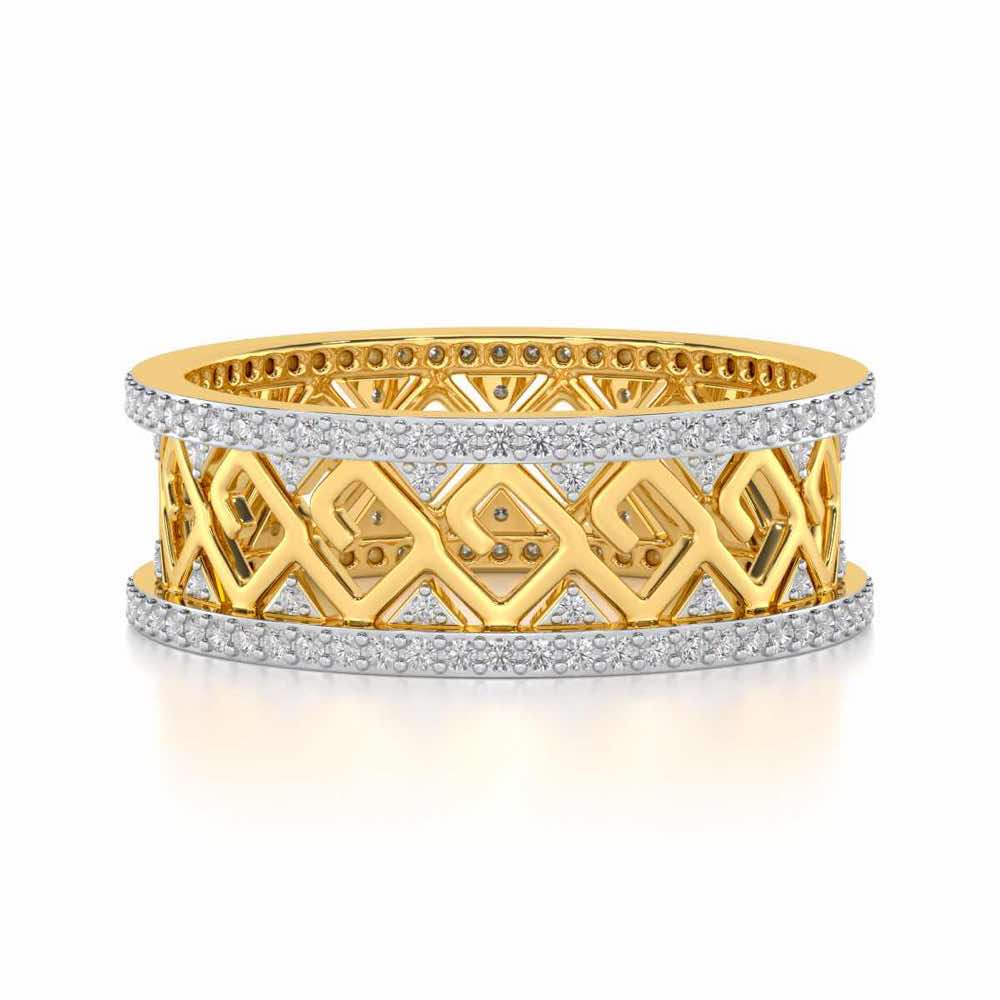 Square Spiral Silver Band Ring - Yellow Gold - Image 4