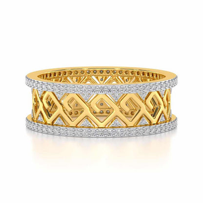 Square Spiral Silver Band Ring - Yellow Gold - Image 4