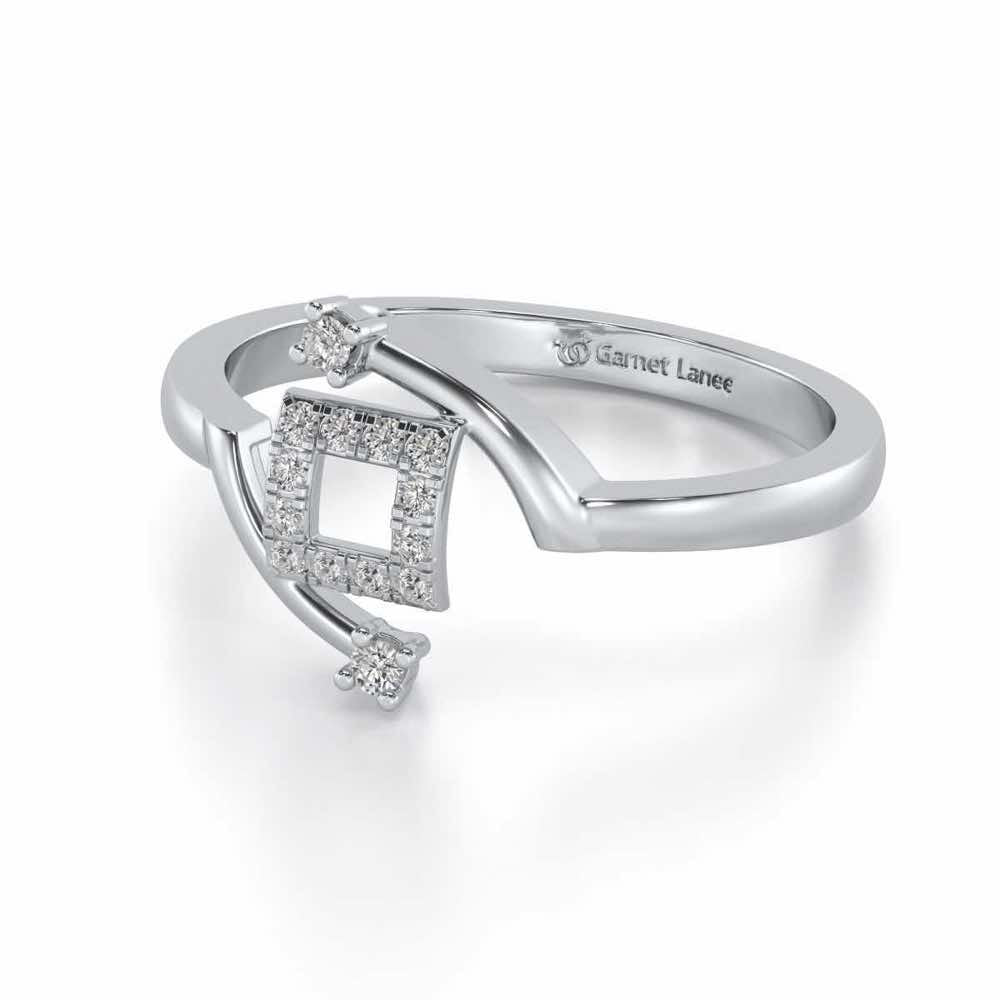 Square Up Silver Ring - White Gold - Image 2