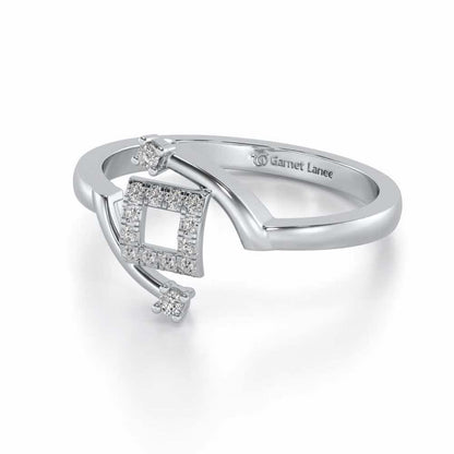 Square Up Silver Ring - White Gold - Image 2
