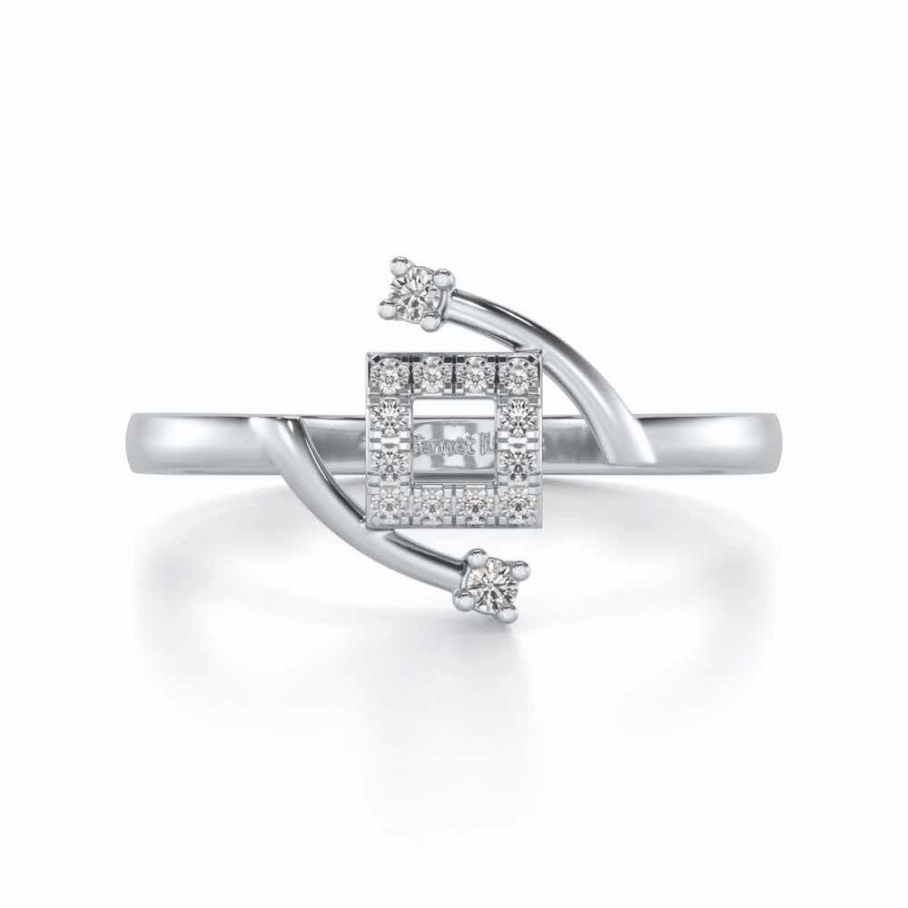 Square Up Silver Ring - White Gold - Image 4