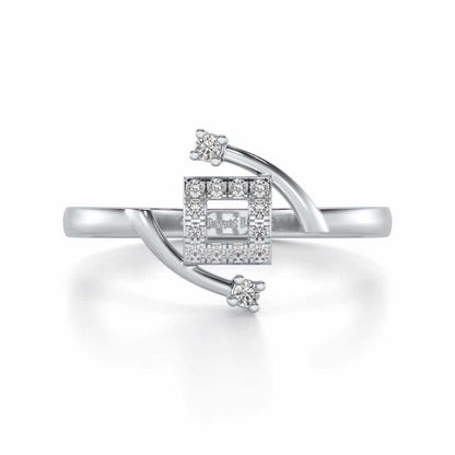 Square Up Silver Ring - White Gold - Image 4