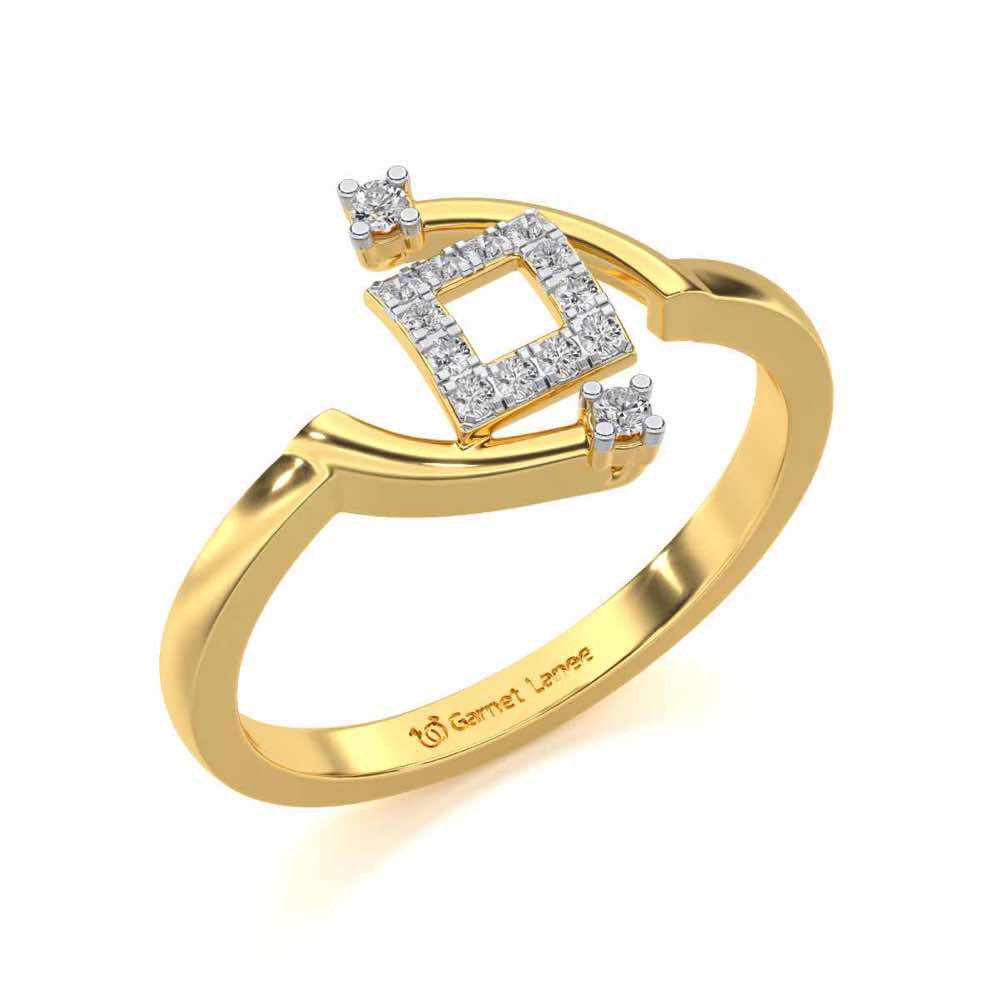 Square Up Silver Ring - Yellow Gold - Image 1